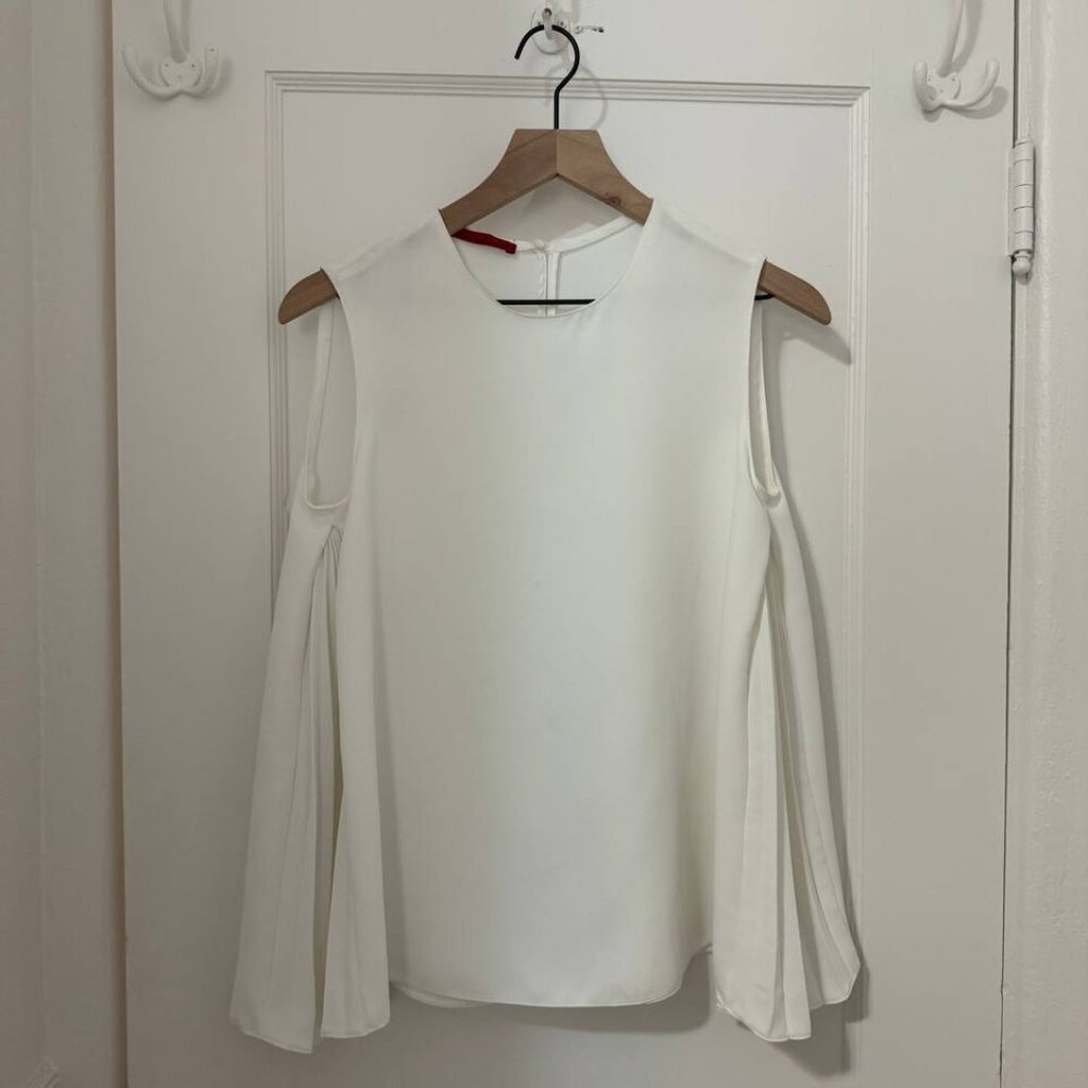 CH CAROLINA HERRERA Womens White Crew Neck Sleeveless Top, size S